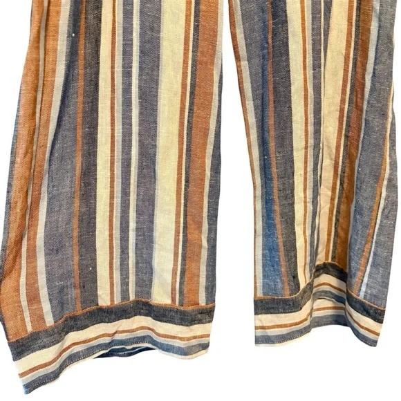 Monteau Multicolor Linen Jumpsuit Halter w/ Belt Wide Leg Crop Size Extra Small - Picture 4 of 12